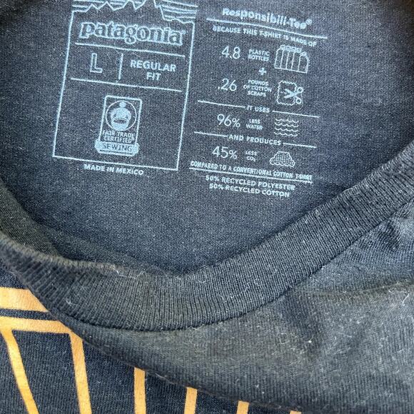 Patagonia Responsibili-tee T-Shirt Pittsburgh Black Gold Men's Size L Reg Fit - Picture 4 of 7